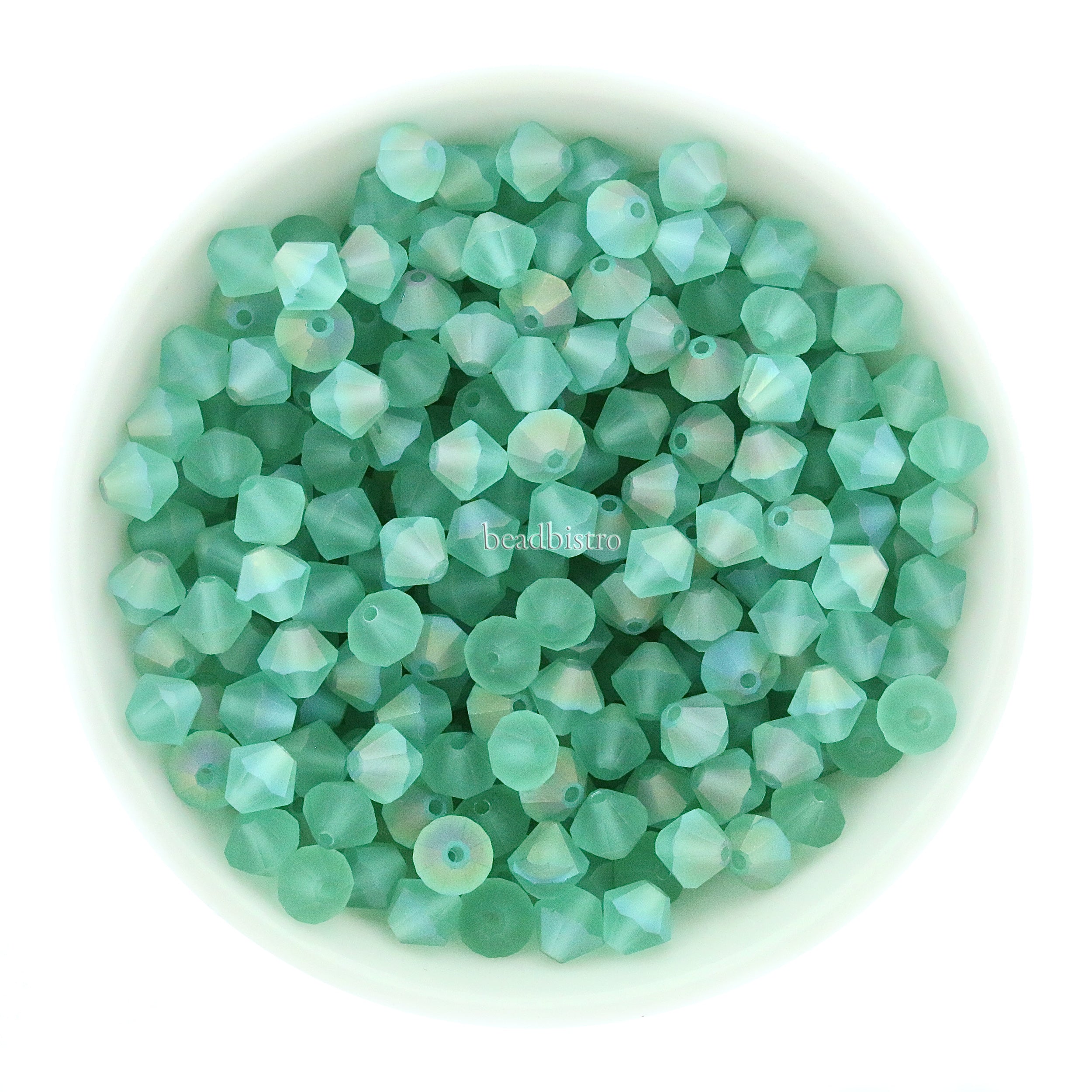 Caribbean Sea Matte Glimmer 3mm, 4mm, 6mm Preciosa Crystal Bicones