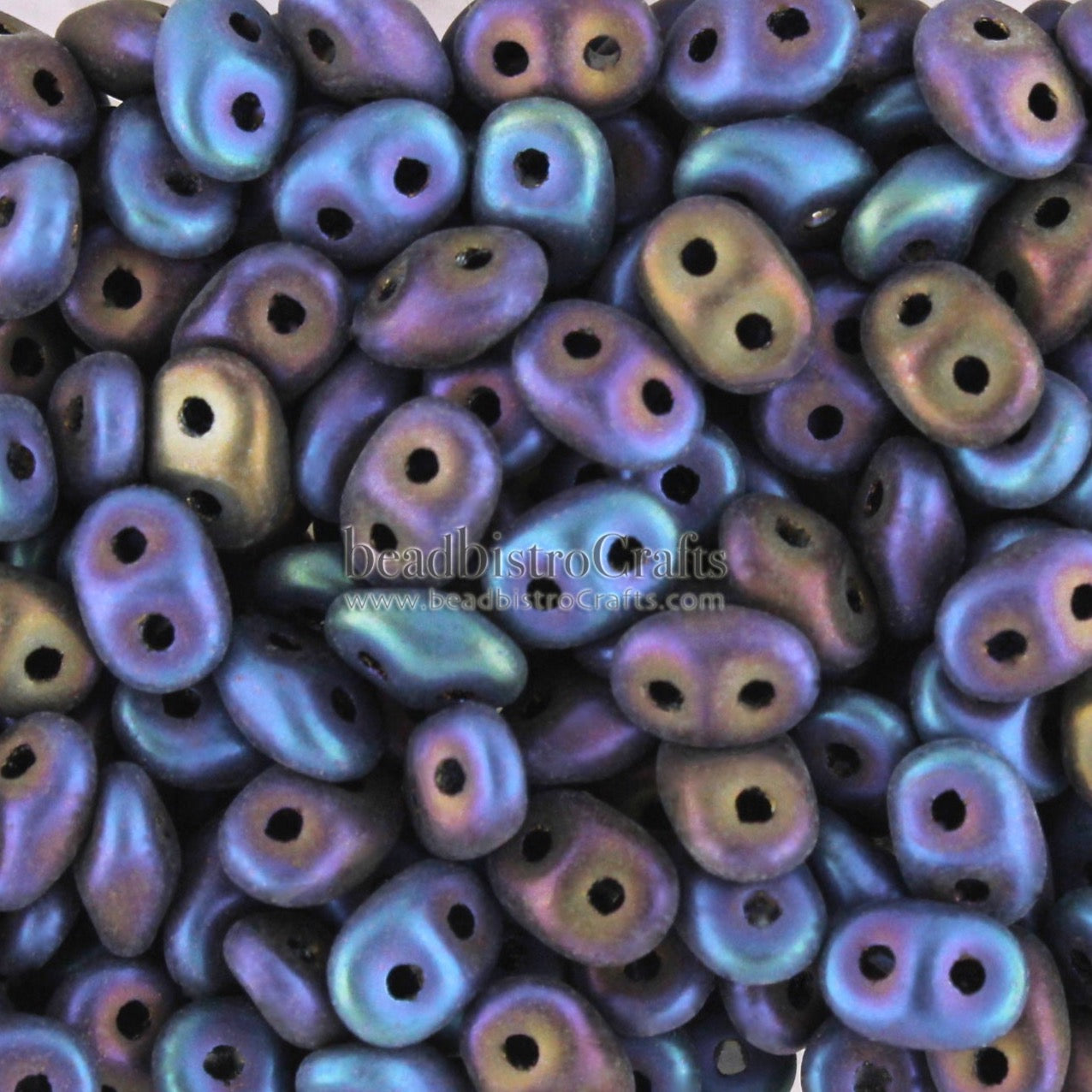 SuperDuo 2.5x5mm Jet Rainbow Matte Iris 2-Hole Czech Seed Beads ~ 20g