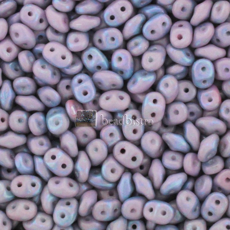 SuperDuo 2.5x5mm Chalk NEBULA MATTE 2-Hole Czech Seed Beads ~ 20g