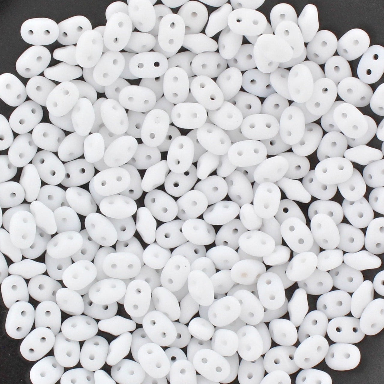 SuperDuo 2.5x5mm Chalk White Mate 2-Hole Czech Seed Beads ~ 20g