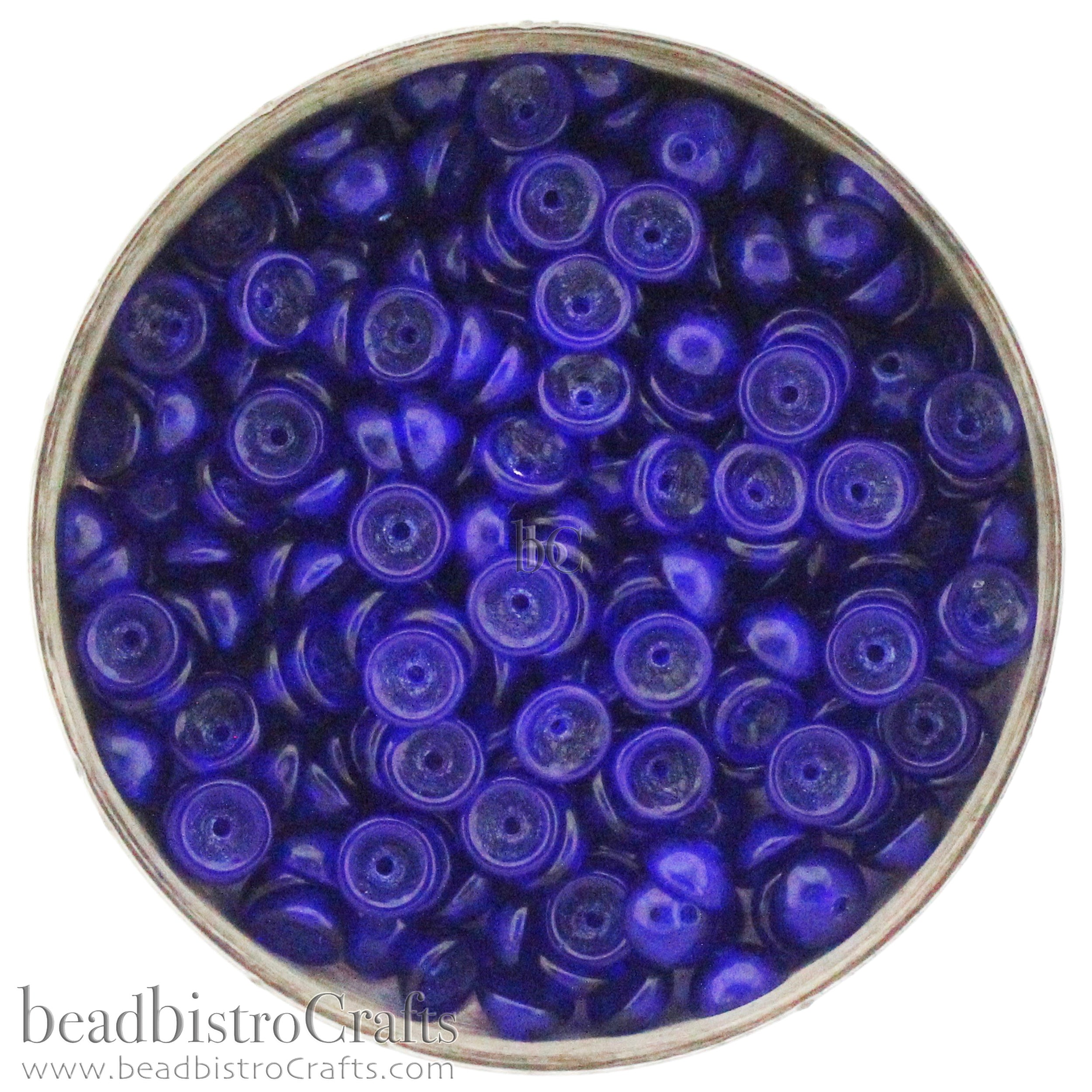 TeaCup Bead Cobalt Transparent Blue 4mm Czech Glass Bead Cap ~ 100pcs