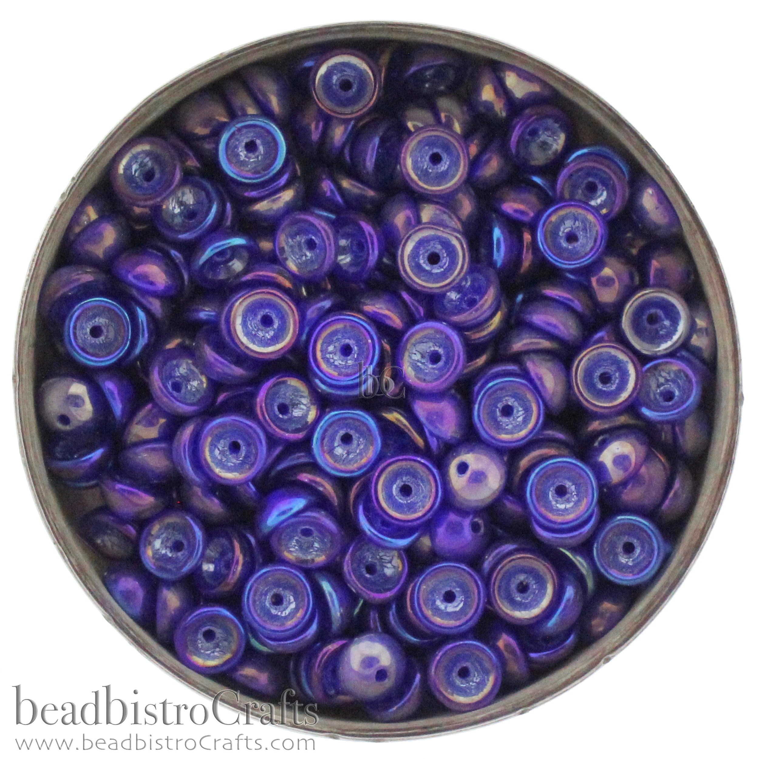 TeaCup Bead  Luster Iris Cobalt 4mm Czech Glass Bead Cap ~ 100pcs