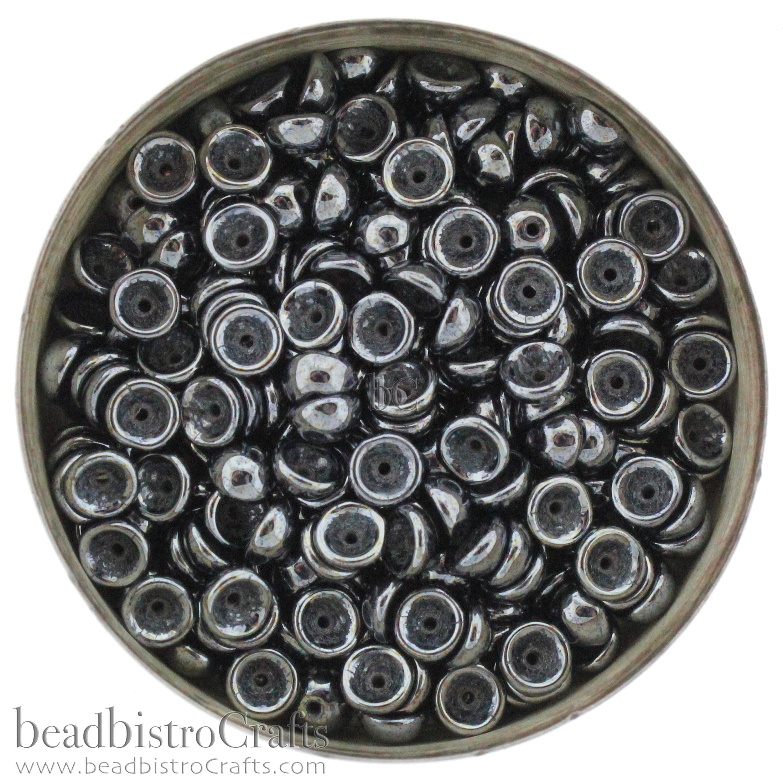 TeaCup Bead Hematite 4mm Czech Glass Bead Cap ~ 100pcs