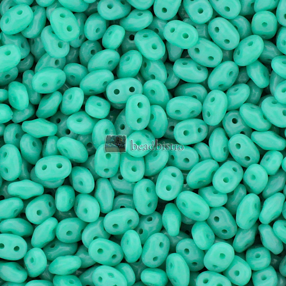 SuperDuo 2.5x5mm Turquoise Green (Jade) 2-Hole Czech Seed Beads ~ 20g