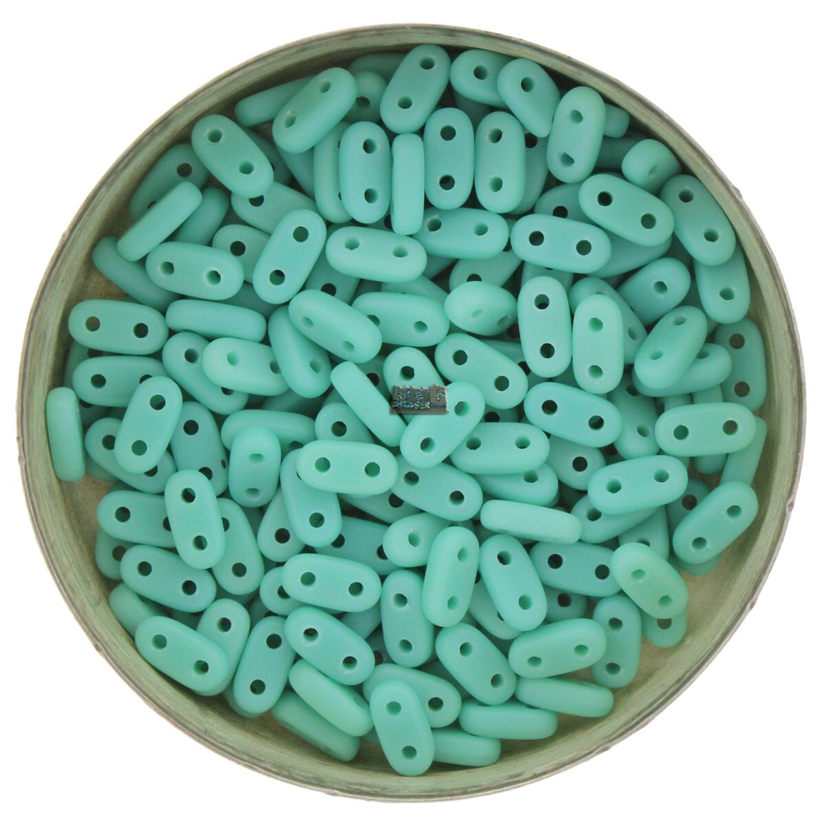 CzechMates 2 hole Bar Beads - 10g (~120pcs) Shim bar Beads MATTE Turquoise 6x2mm