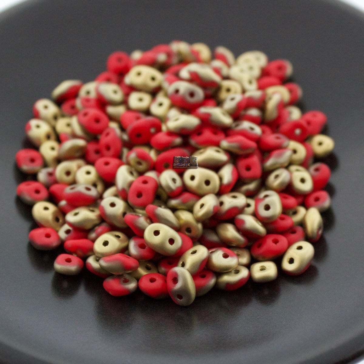 10g Czech SuperDuo 2 hole beads * NEW Color * Matte Red FOOL'S GOLD 2.5x5mm