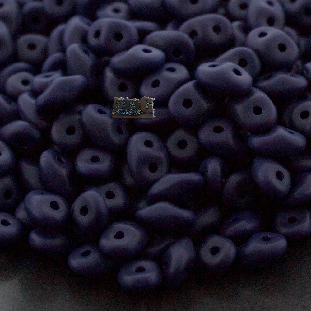 10g Czech SuperDuo 2-hole Beads - Dark Navy MATTE Opaque * 2.5x5mm