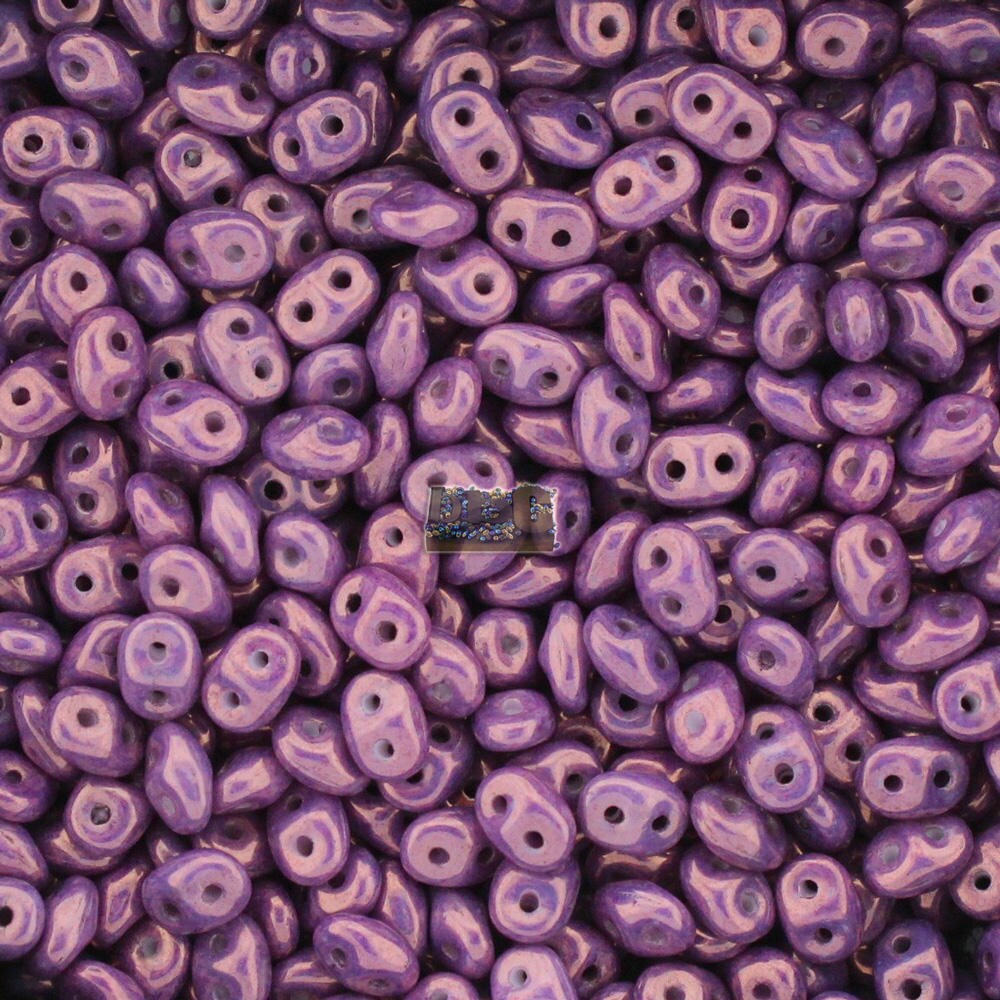 20g Czech SuperDuo -2-hole Beads - LUSTER Opaque Amethyst * 2.5x5mm