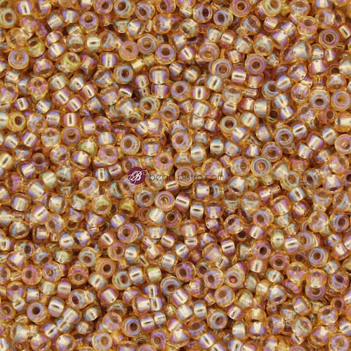 23g MIYUKI 11/0 Round Seed beads - SILVER Lined Gold AB - size 11 seed beads - #1003