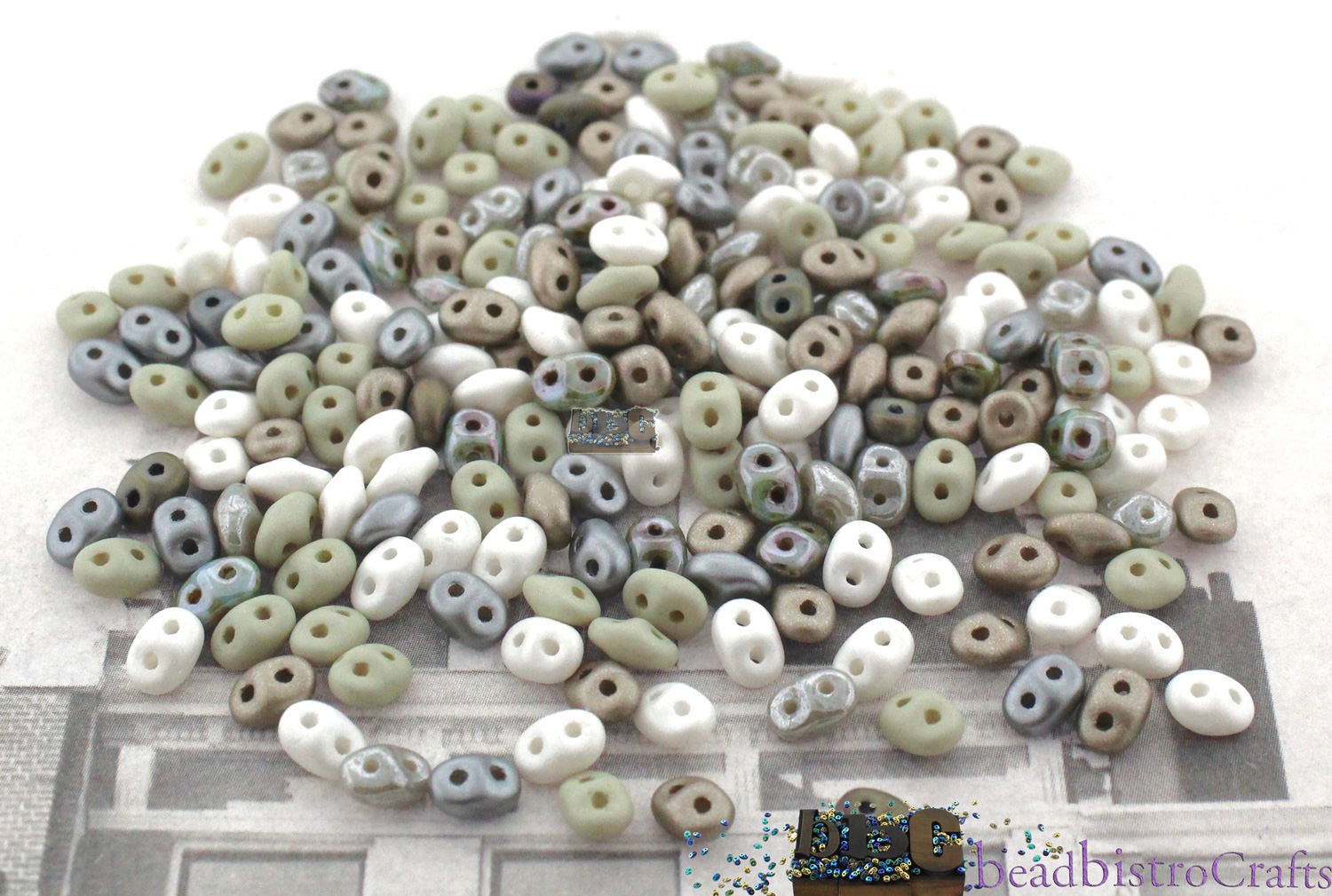 20g Czech SuperDuo 2 hole beads - SATURATED BEACH Pebble Mix * / Custom mix 2.5x5mm