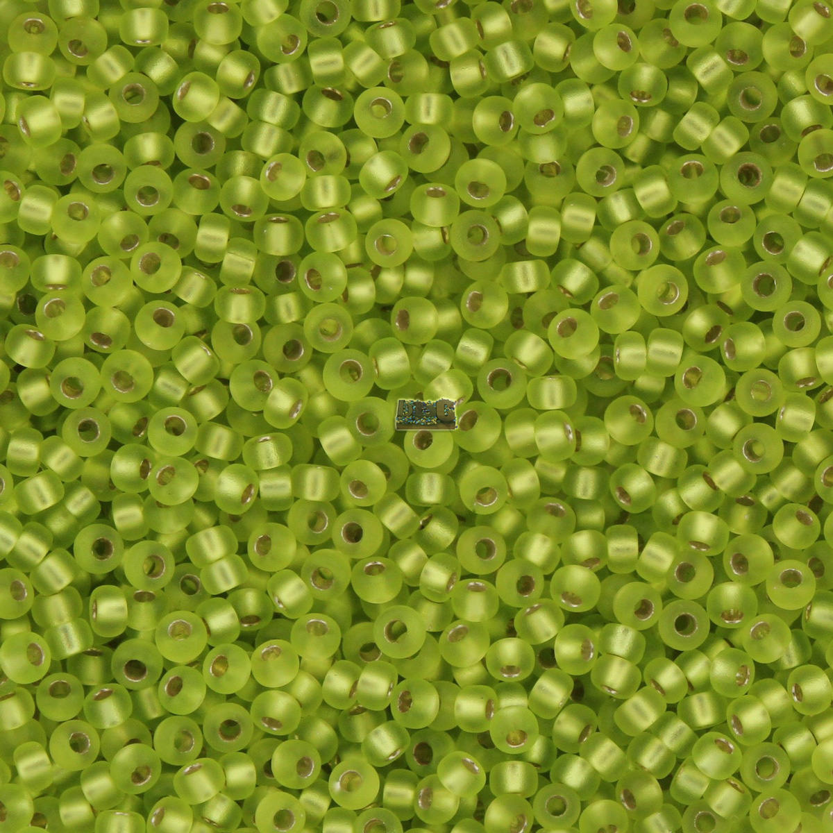 24g MIYUKI 11/0 Round Seed beads - SILVER Lined Chartreuse MATTE - size 11 seed beads - #14F