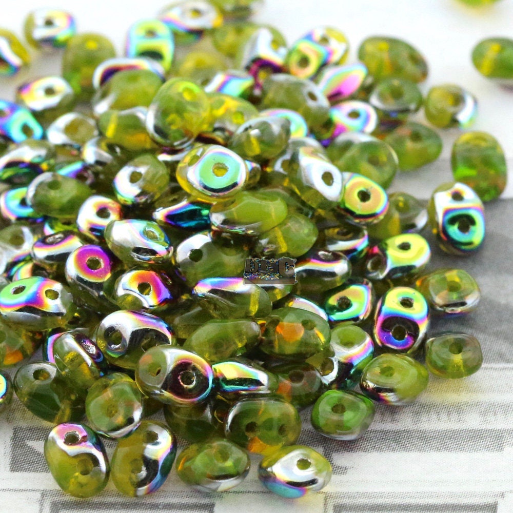 10g/20g Czech SuperDuo 2 hole beads - Milky Jonquil VITRAIL * 2.5x5mm