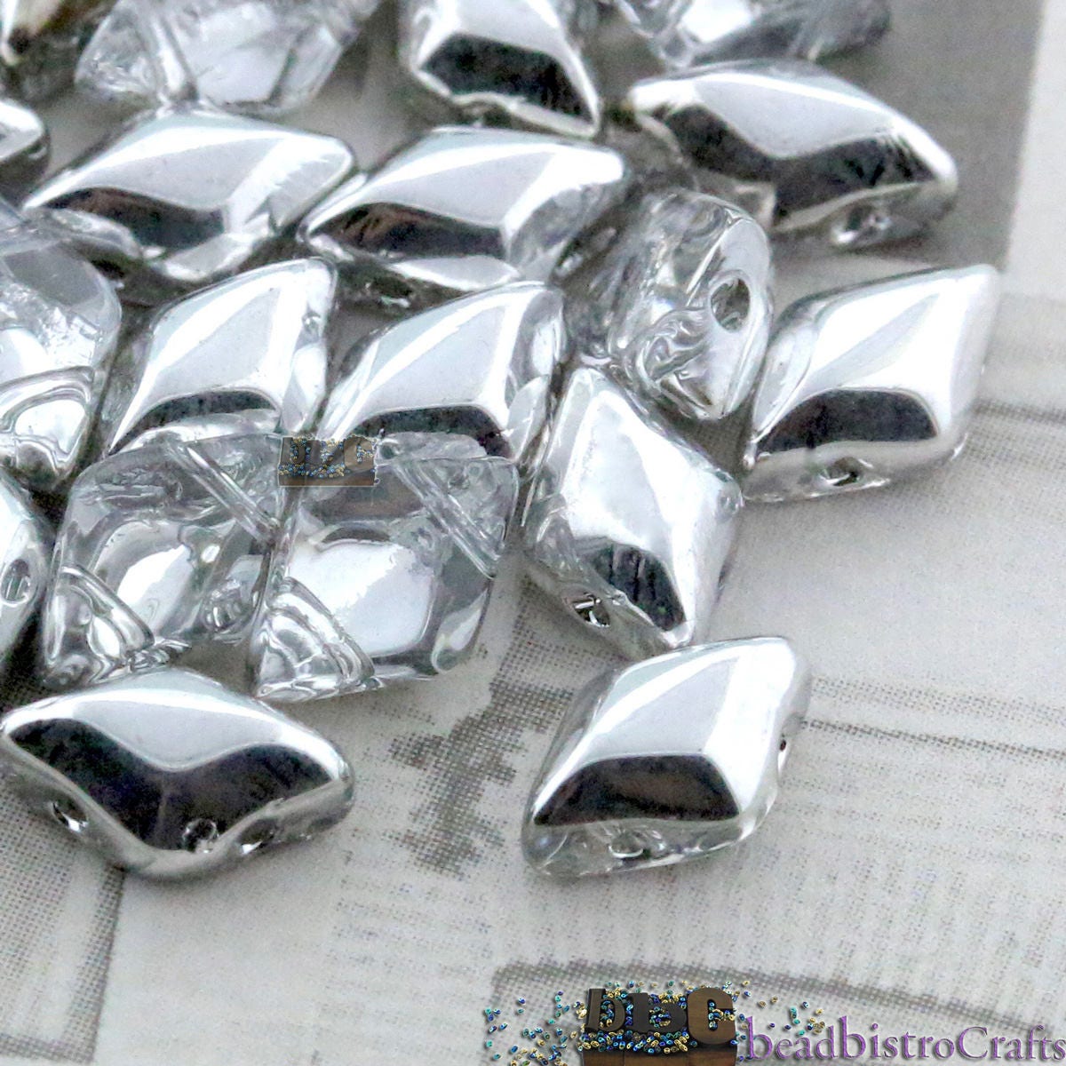 70pcs Czech GEMDUO 2-hole Beads - Czech Glass Beads - Crystal LABRADOR * 5x8mm