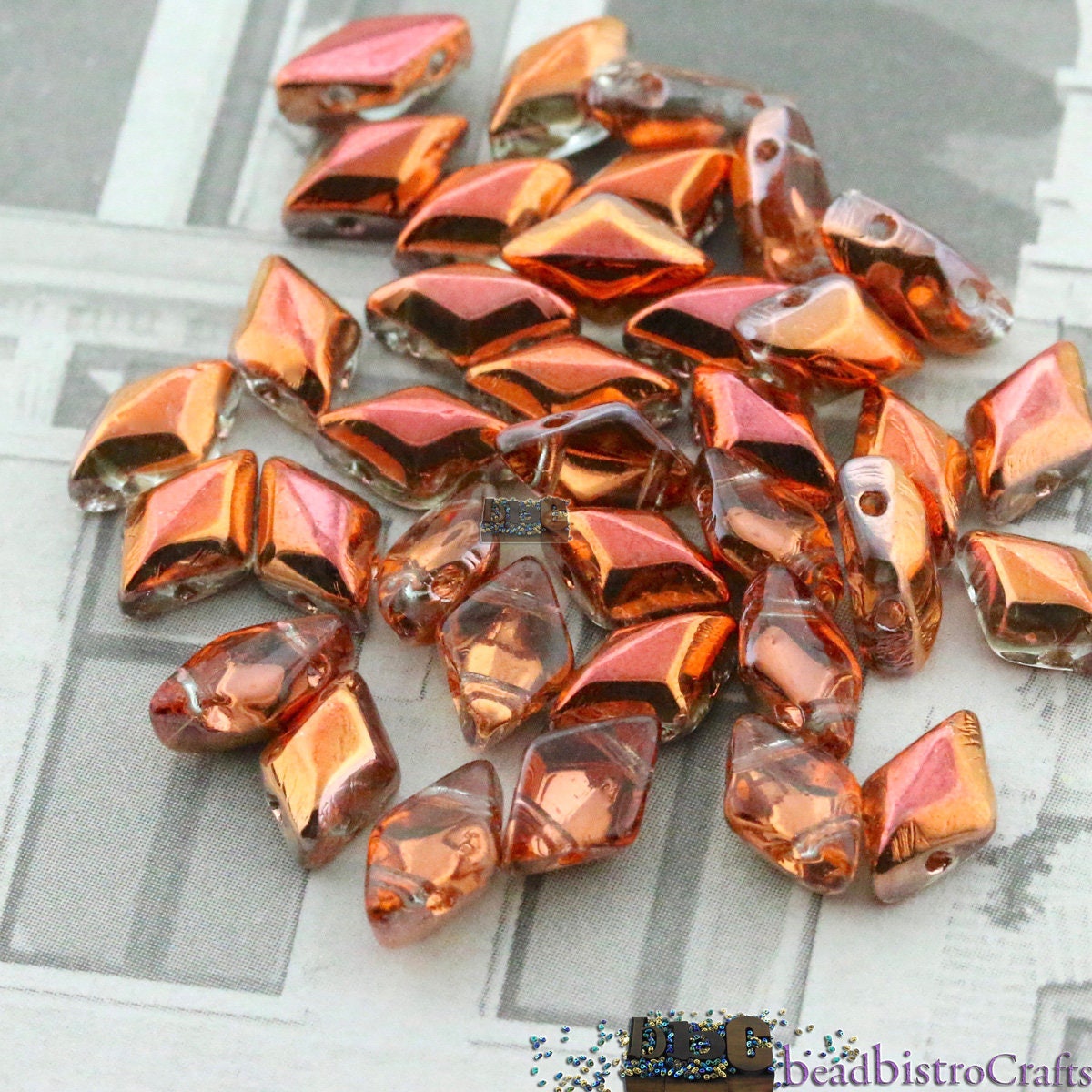 70pcs Czech GEMDUO 2-hole Beads - Czech Glass Beads - Crystal SUNSET * 5x8mm