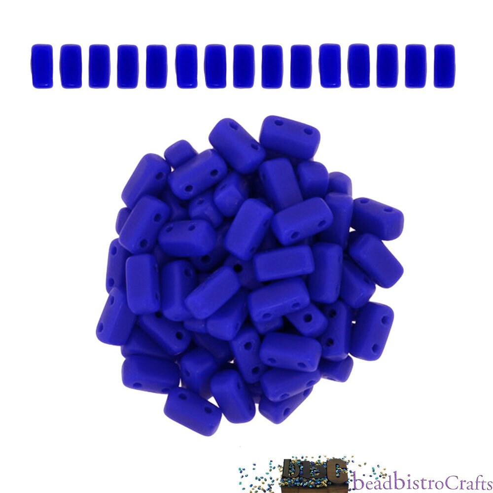 50pcs CzechMates 2 hole brick beads * MATTE Indigo 3x6mm