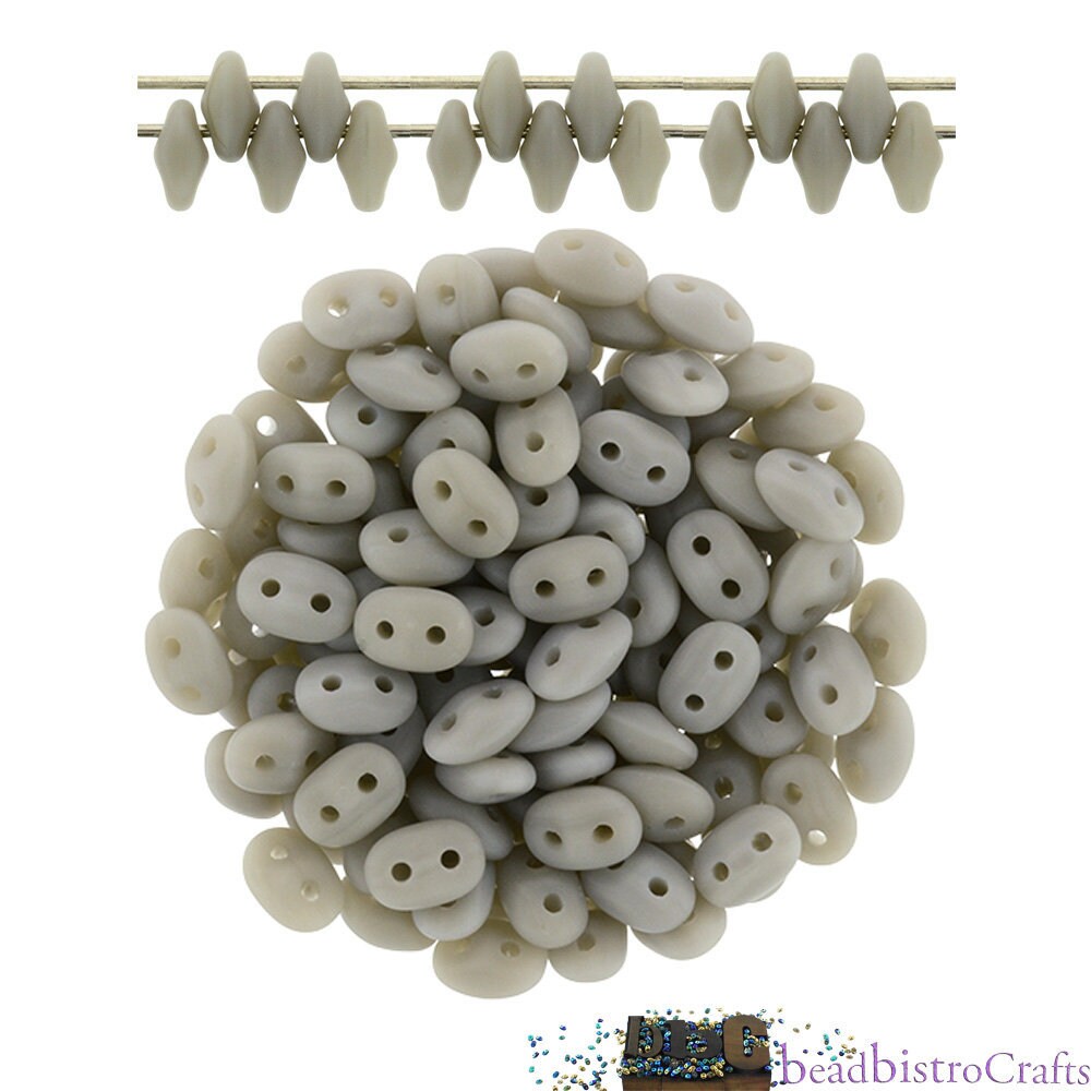 10g Czech SuperDuo 2 hole beads * NEW Color * Opaque Grey MATTE 2.5x5mm [B-3]