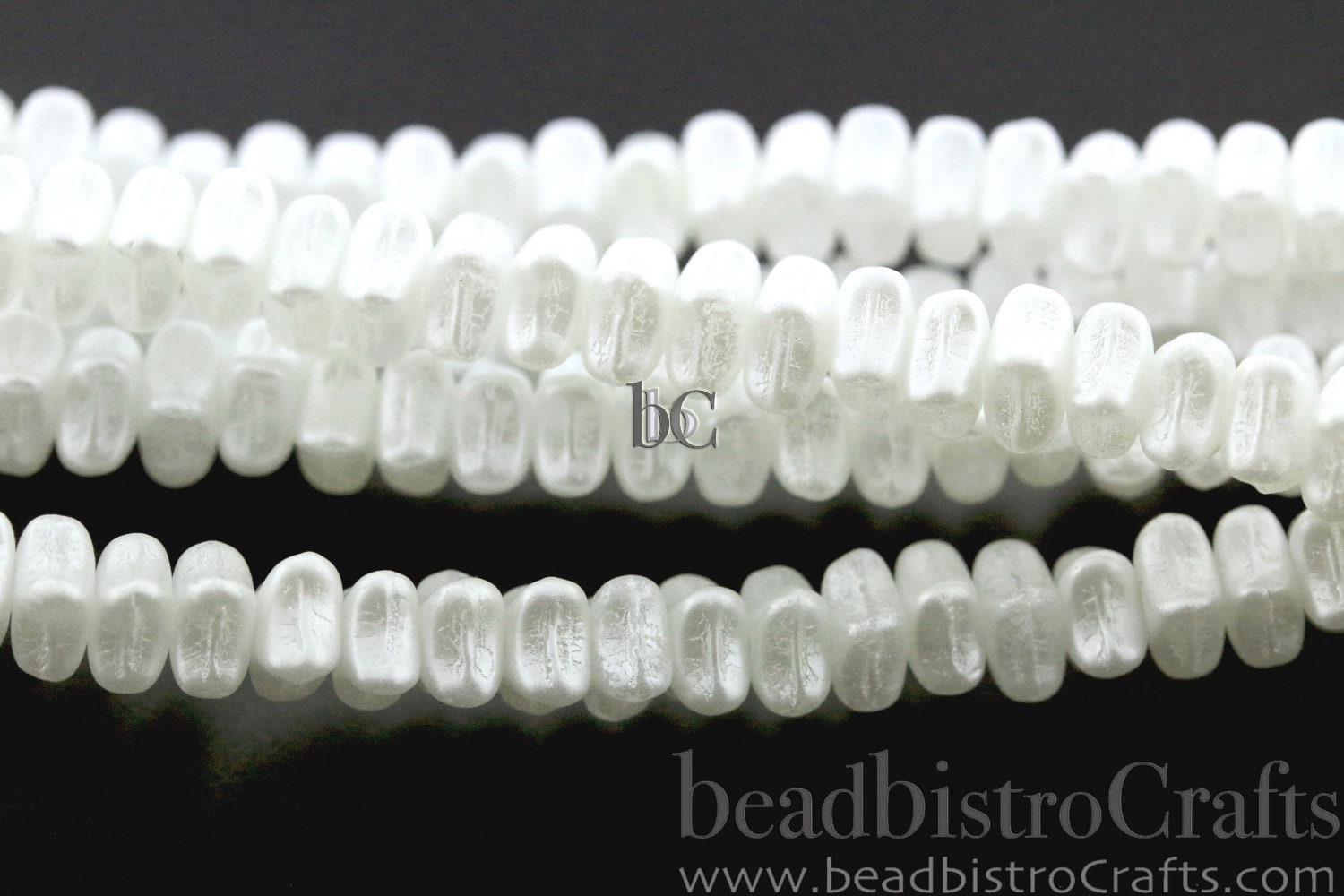 50pcs 3x5mm Czech glass Orion beads - PASTEL SNOW WHITE - 3mm Spacer beads