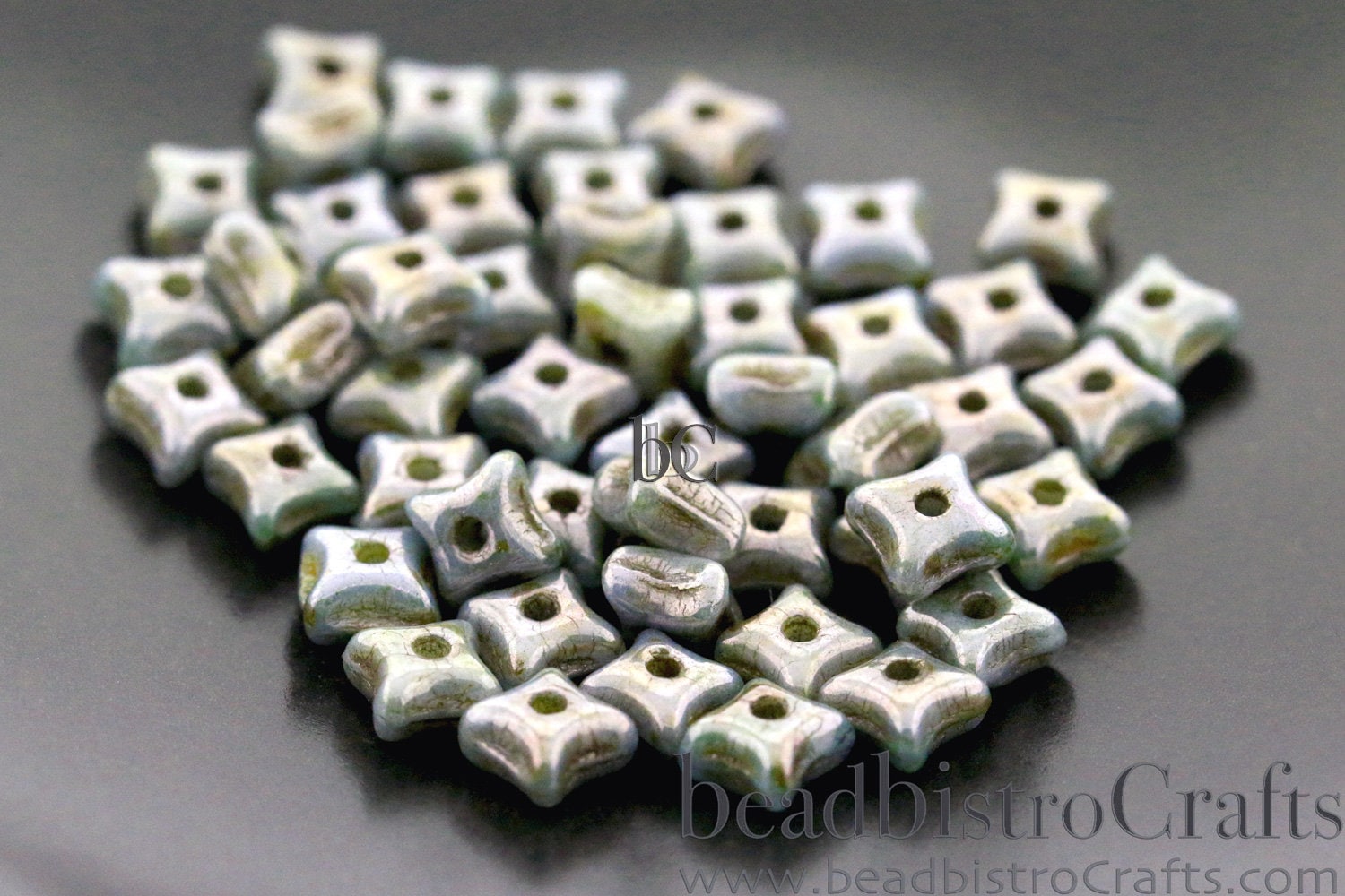 50pcs 3x5mm Czech glass Orion beads - Alabaster BLUE LUSTER  - 3mm Spacer beads