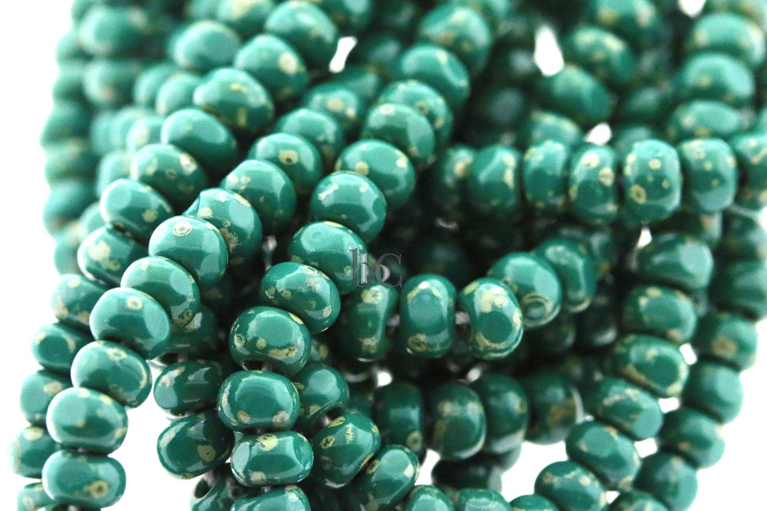 CZECH 3 CUT size 6 Seed beads - 178pcs Opaque Royal Jade PICASSO size 6 Persian Green Seed beads - 19" strand