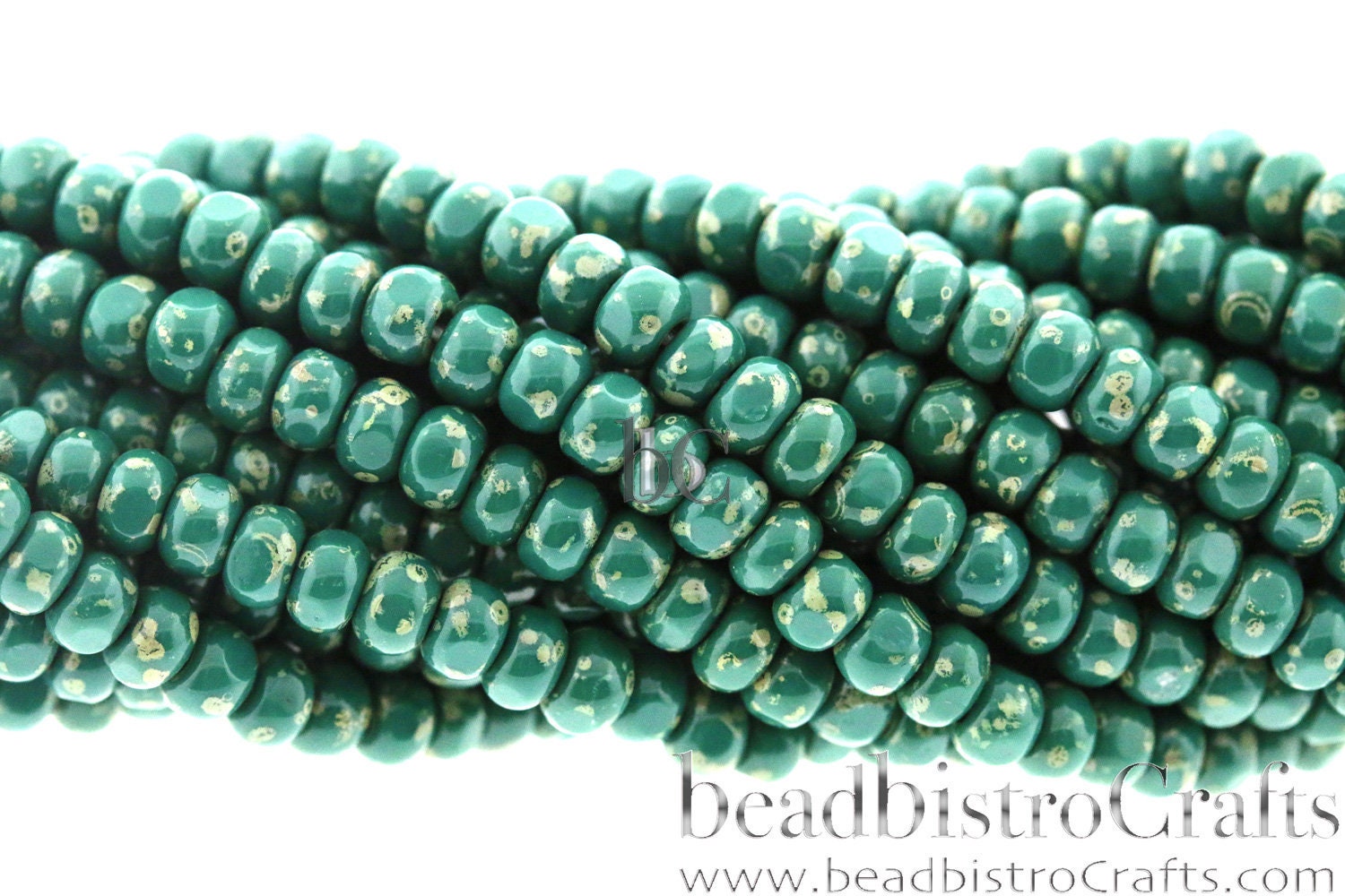 CZECH 3 CUT size 6 Seed beads - 178pcs Opaque Royal Jade PICASSO size 6 Persian Green Seed beads - 19" strand