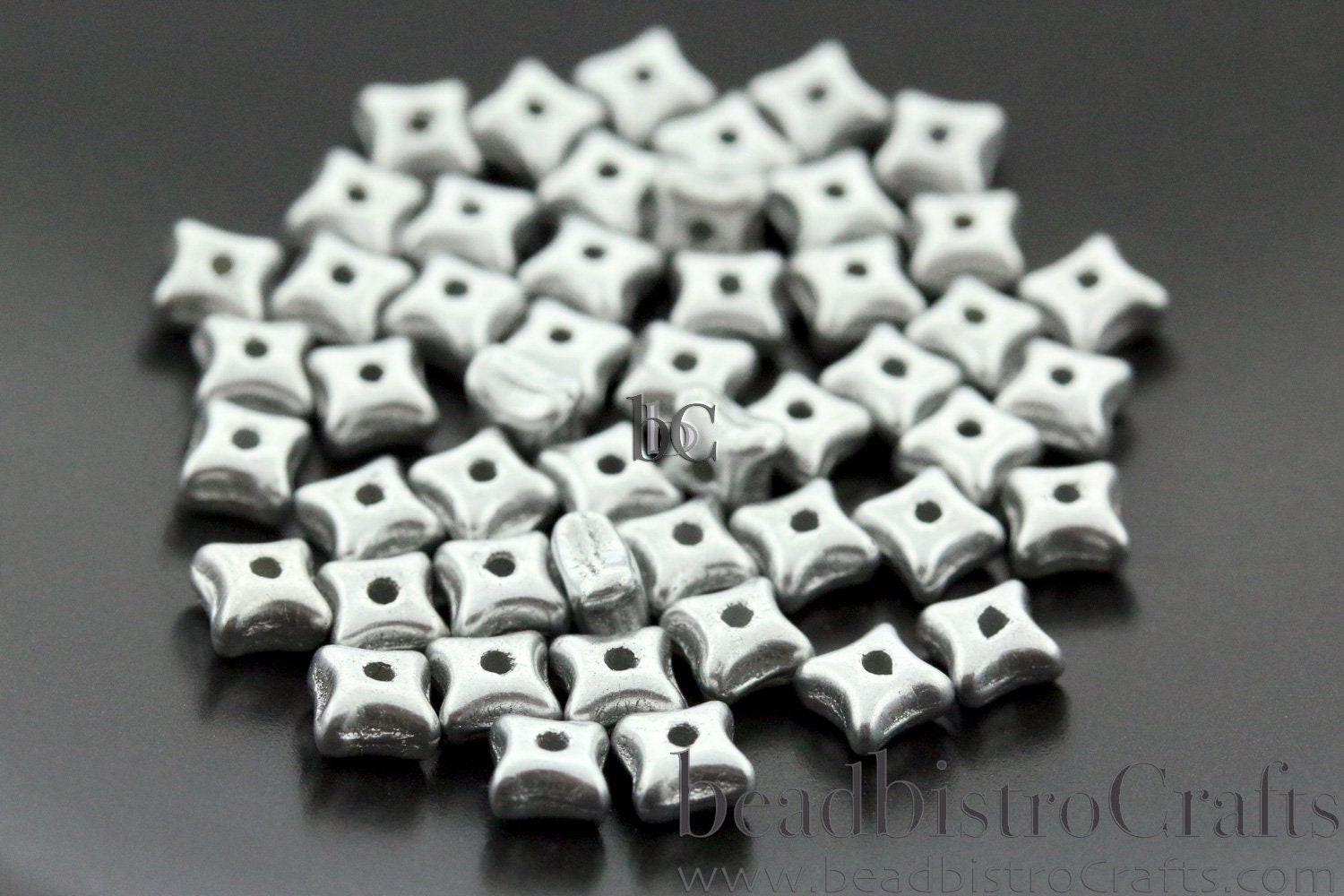 50pcs 3x5mm Czech glass Orion beads - SILVER ALUMINUM MATTE  - 3mm Spacer beads