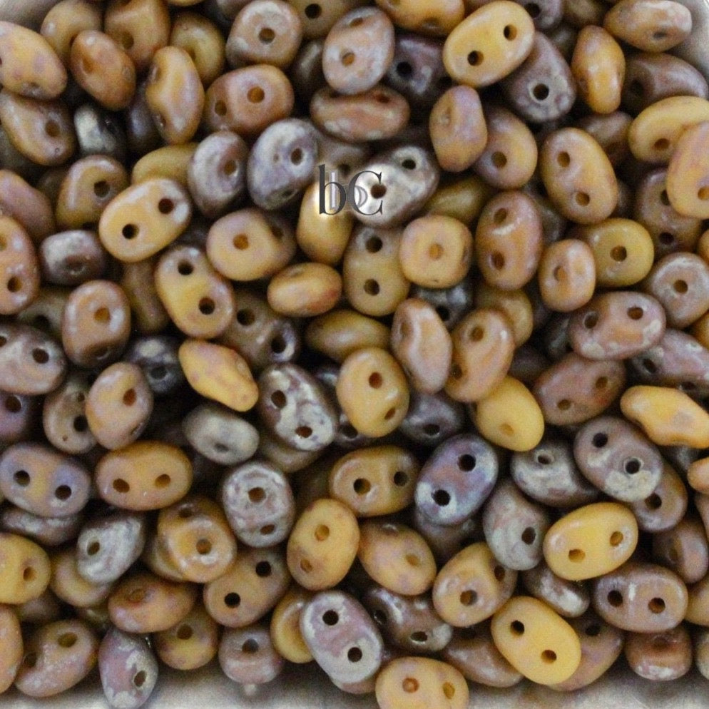 10g Czech SuperDuos 2-hole Beads - Beige Matte REMBRANDT * 2.5x5mm