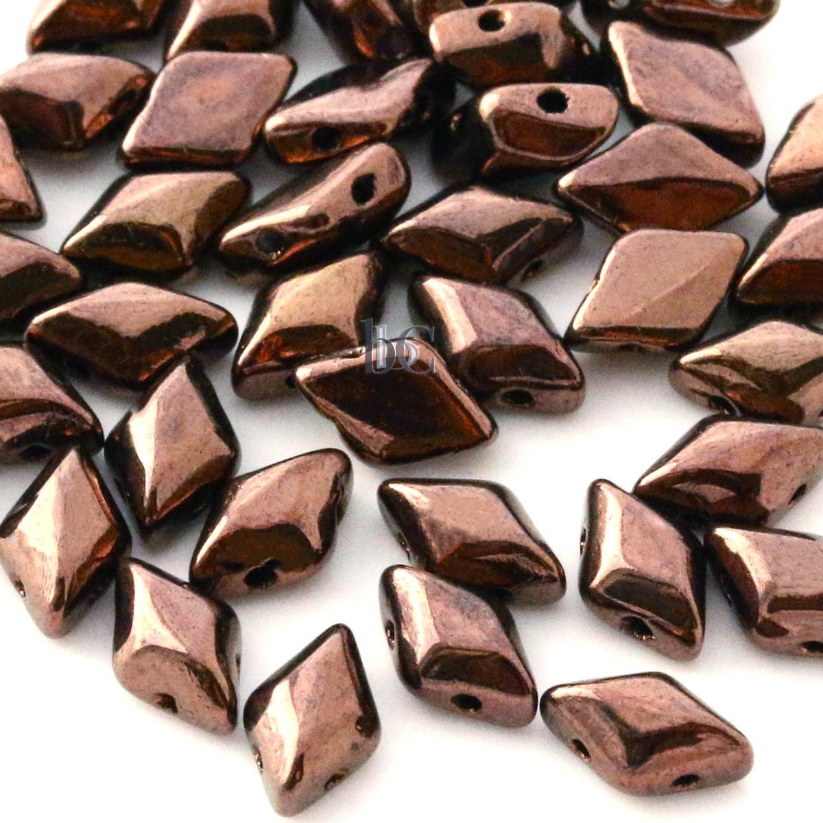 70pcs Czech GEMDUO 2-hole Beads - Czech Glass Beads - Jet Dark BRONZE * 5x8mm