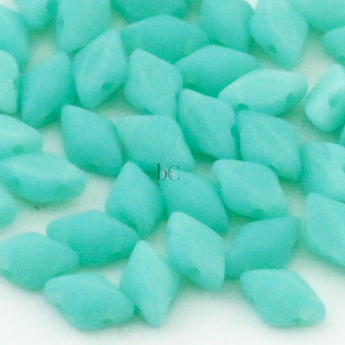 70pcs Czech GEMDUO beads - 2 hole beads - Aqua Opal MATTE - 5x8mm