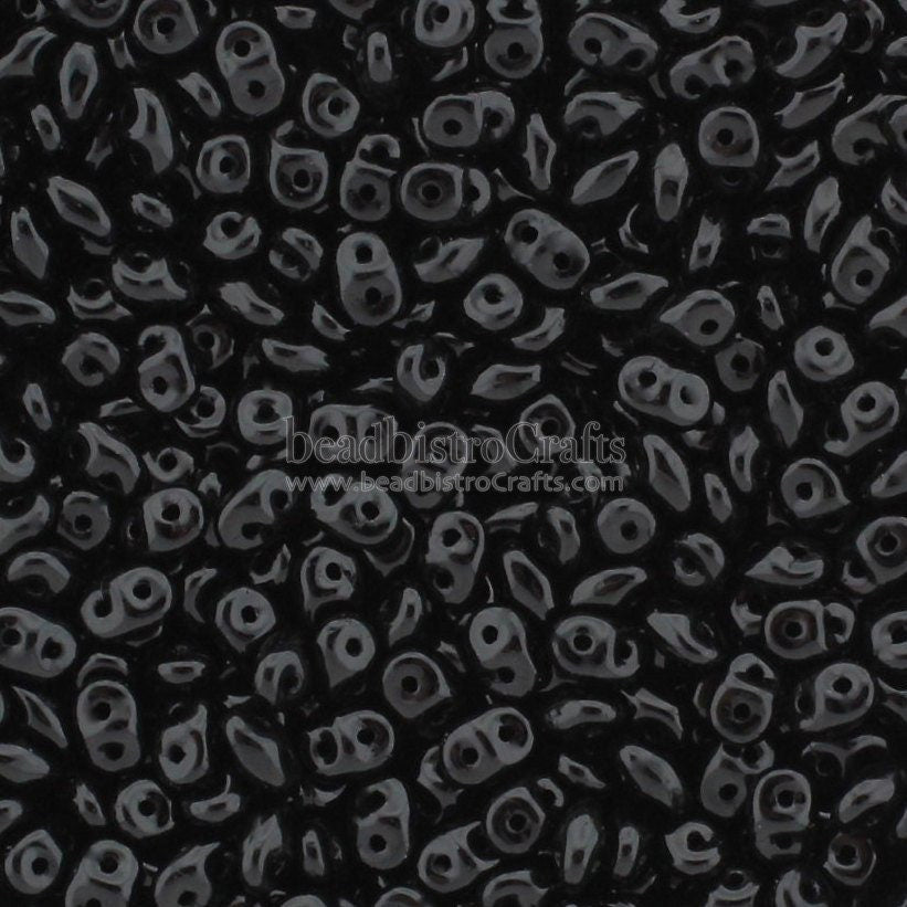 20g Czech SuperDuo 2 hole beads - JET black - 2.5x5mm