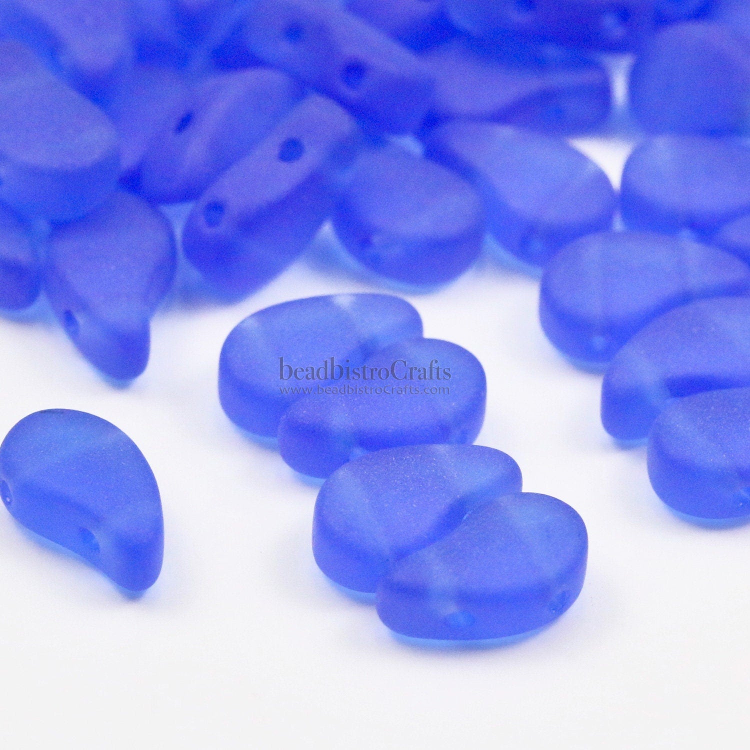 40pcs Czech PAISLEYDUO beads - 2 hole beads - Sapphire MATTE - Paisley Duo bead - 5x8mm