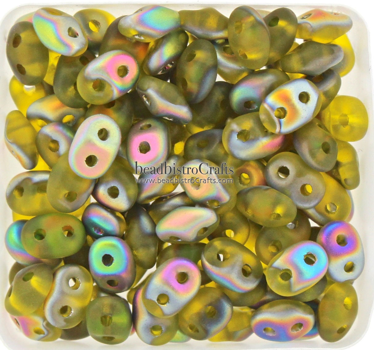 10g Czech * SuperDuo 2 hole beads - Milky Jonquil VITRAIL MATTE - 2.5x5mm