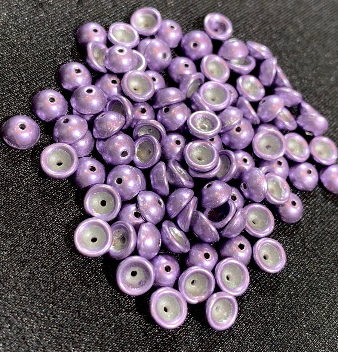 100pcs * NEW TeaCup bead 2x4mm Czech glass tea cup bead - SATURATED METALLIC Crocus Petal -  4mm glass bead cap beads