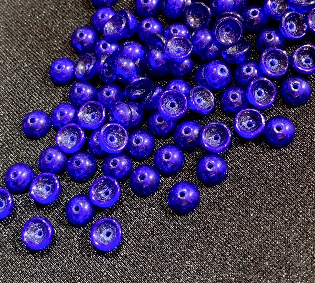 100pcs * NEW TeaCup bead 2x4mm Czech glass tea cup bead - COBALT Transparent Blue -  4mm glass bead cap beads