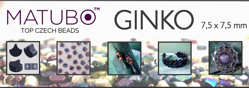 30pcs Czech 2-hole GINKO beads - Ginko Duo - BACKLIT TEQUILA * Ginko bead - 7.5x7.5mm