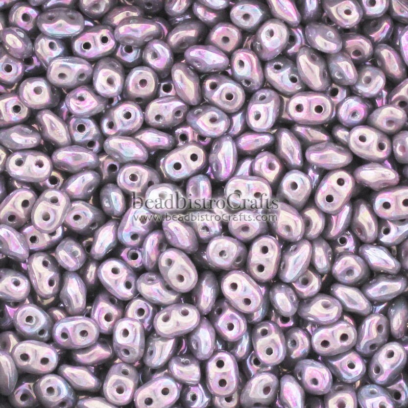 20g Czech SuperDuo 2 hole beads * Chalk NEBULA - 2.5x5mm