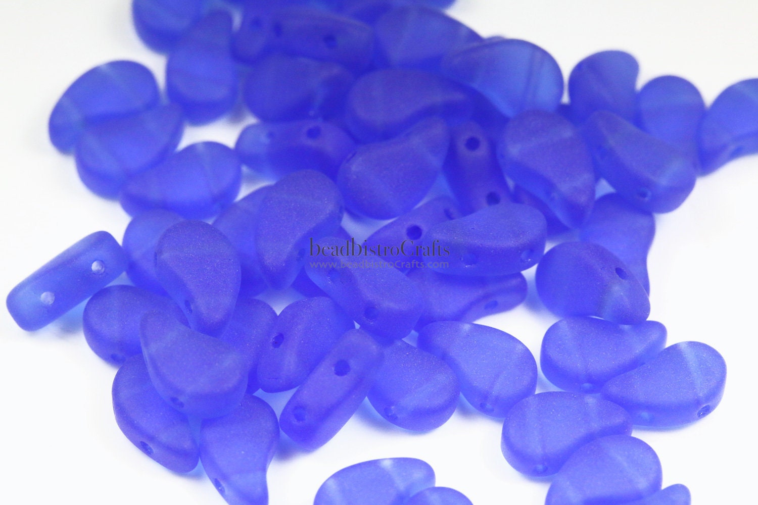 40pcs Czech PAISLEYDUO beads - 2 hole beads - Sapphire MATTE - Paisley Duo bead - 5x8mm