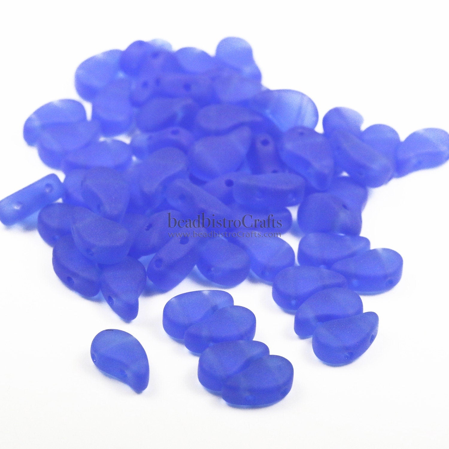 40pcs Czech PAISLEYDUO beads - 2 hole beads - Sapphire MATTE - Paisley Duo bead - 5x8mm