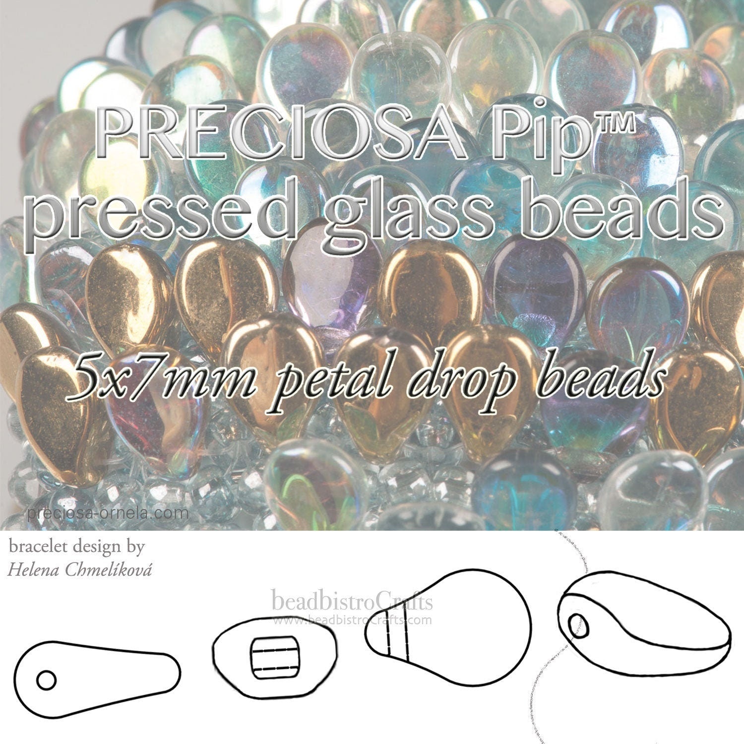 LASER Tattoo Pip Beads - 35pcs Czech Glass * Jet BRONZE LEAF Design Petals - Drop Beads - Preciosa pip 5x7mm