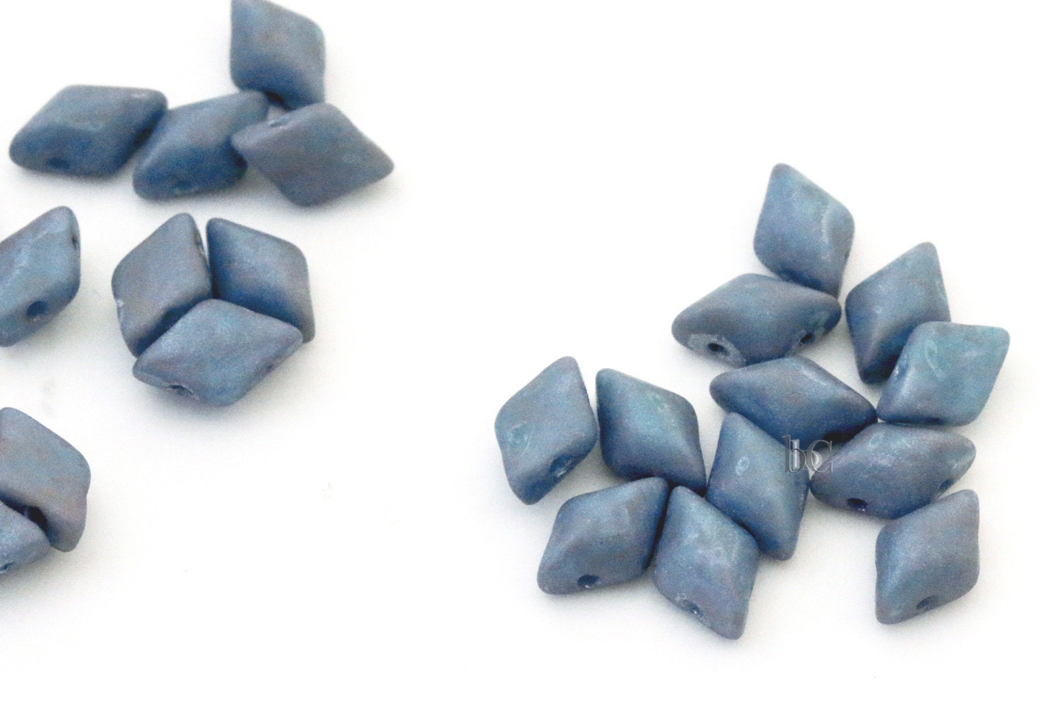 70pcs Czech GEMDUO beads - 2 hole beads - Turquoise Blue NEBULA MATTE - 5x8mm