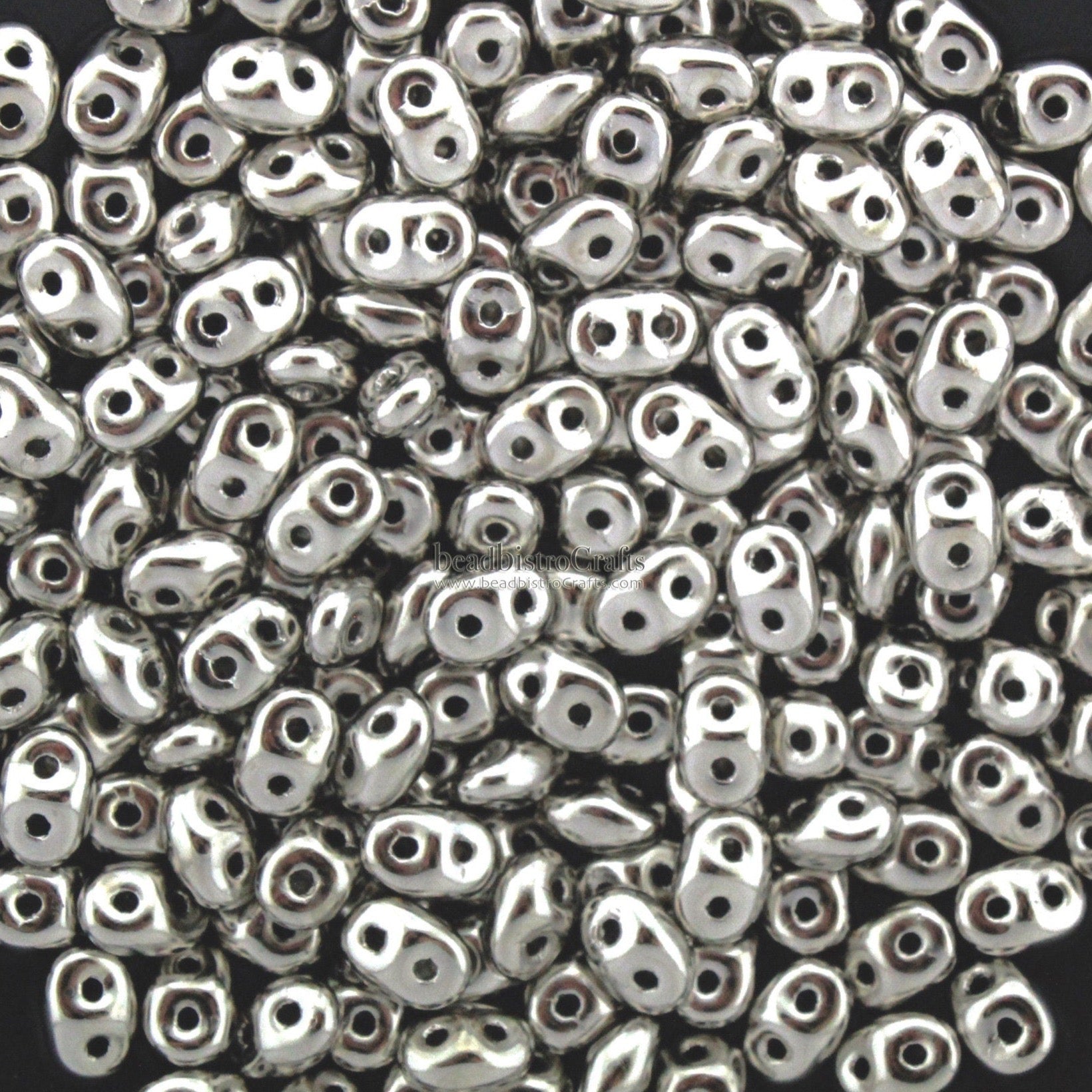 10g Czech NICKEL PLATED * SuperDuo 2-hole Beads - 2.5x5mm