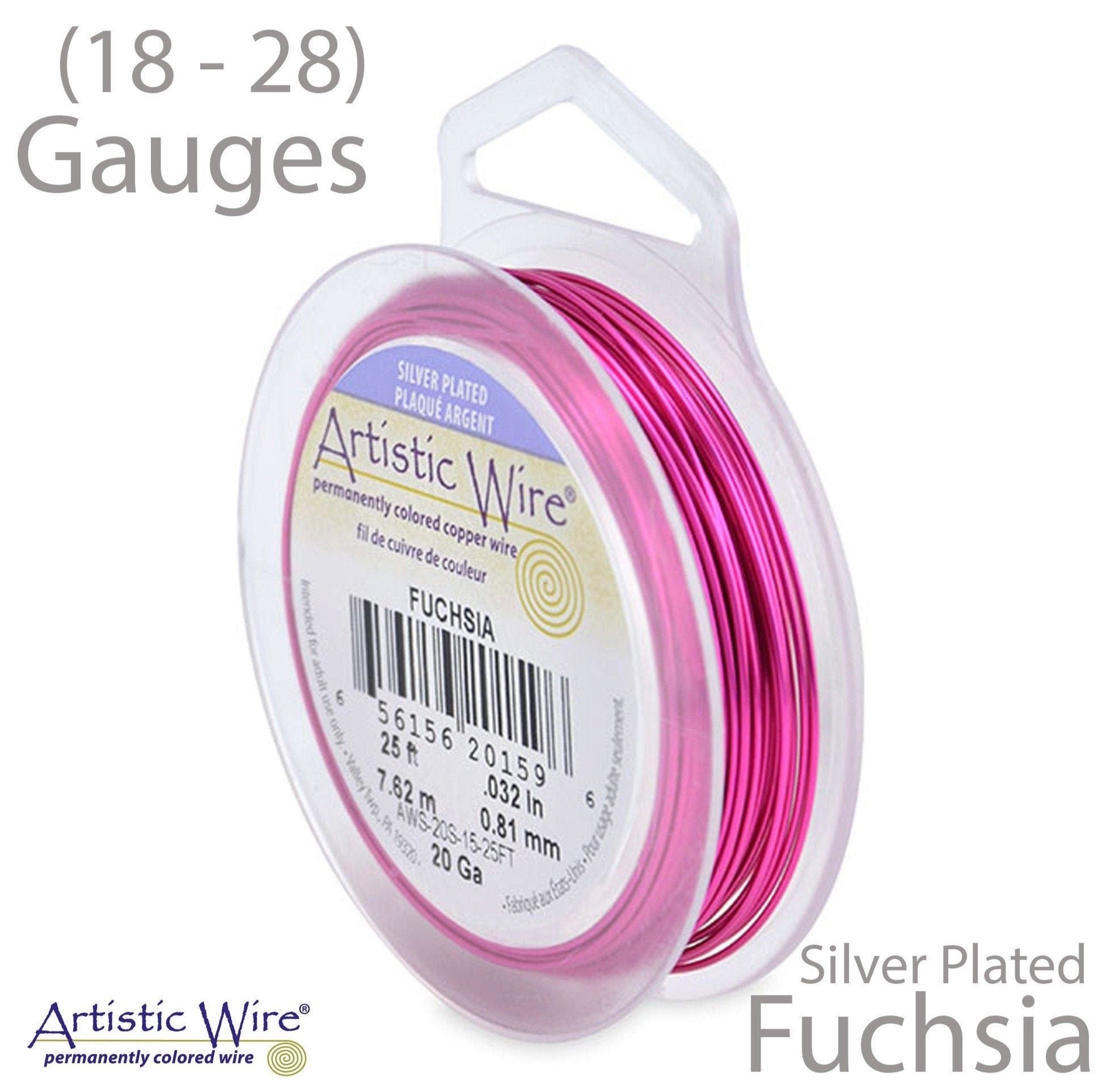 Fuchsia Pink Artistic Wire Tarnish Resistant Silver Plated Pink Craft Wire (18, 20, 22, 24 Gauge)