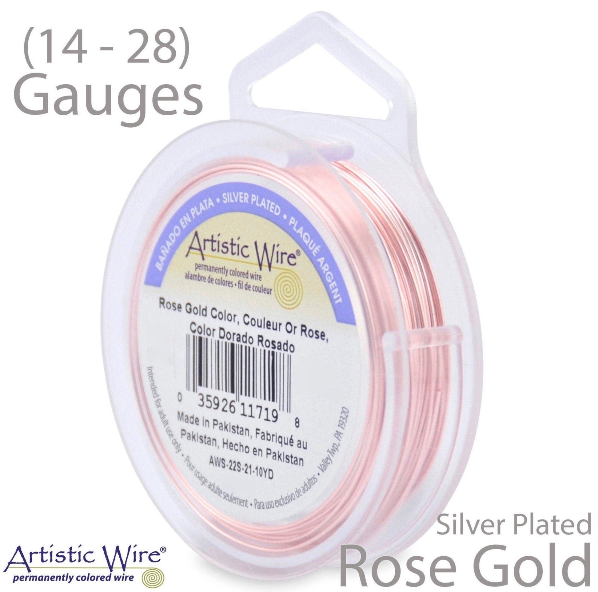 Rose Gold Artistic Wire Tarnish Resistant Silver Plated Craft Wire Pink Color Wire (14, 16, 18, 20, 22, 24, 26, 28 Gauge)