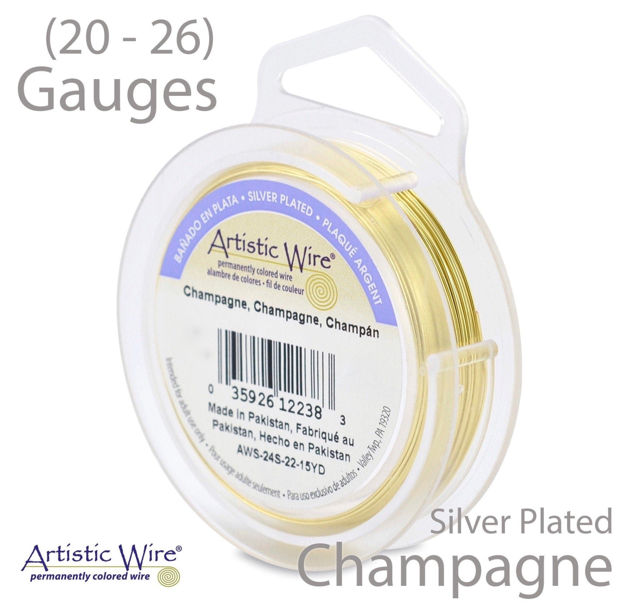 Champagne Yellow Artistic Wire Tarnish Resistant Silver Plated Yellow Craft Wire (20, 22, 24, 26 Gauge)