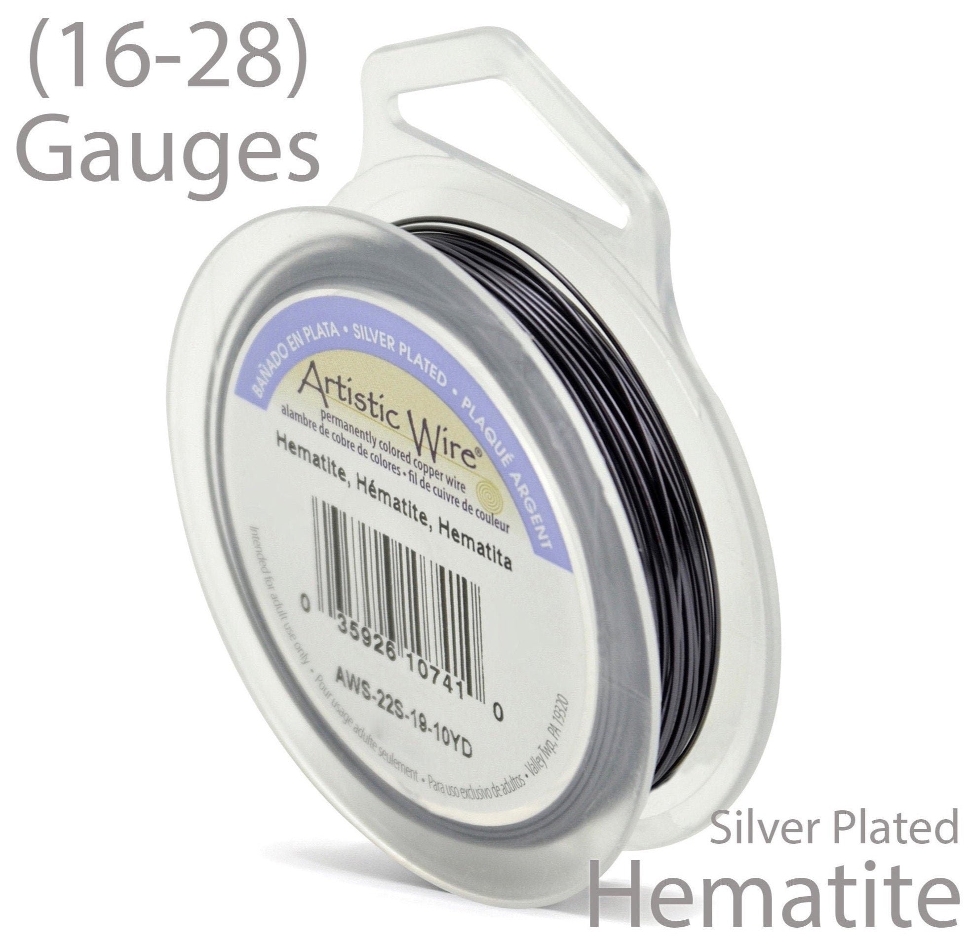 Hematite Artistic Wire 16, 18, 20, 22, 24, 26, 28 Gauge Tarnish Resistant Silver-Plated Craft Wire