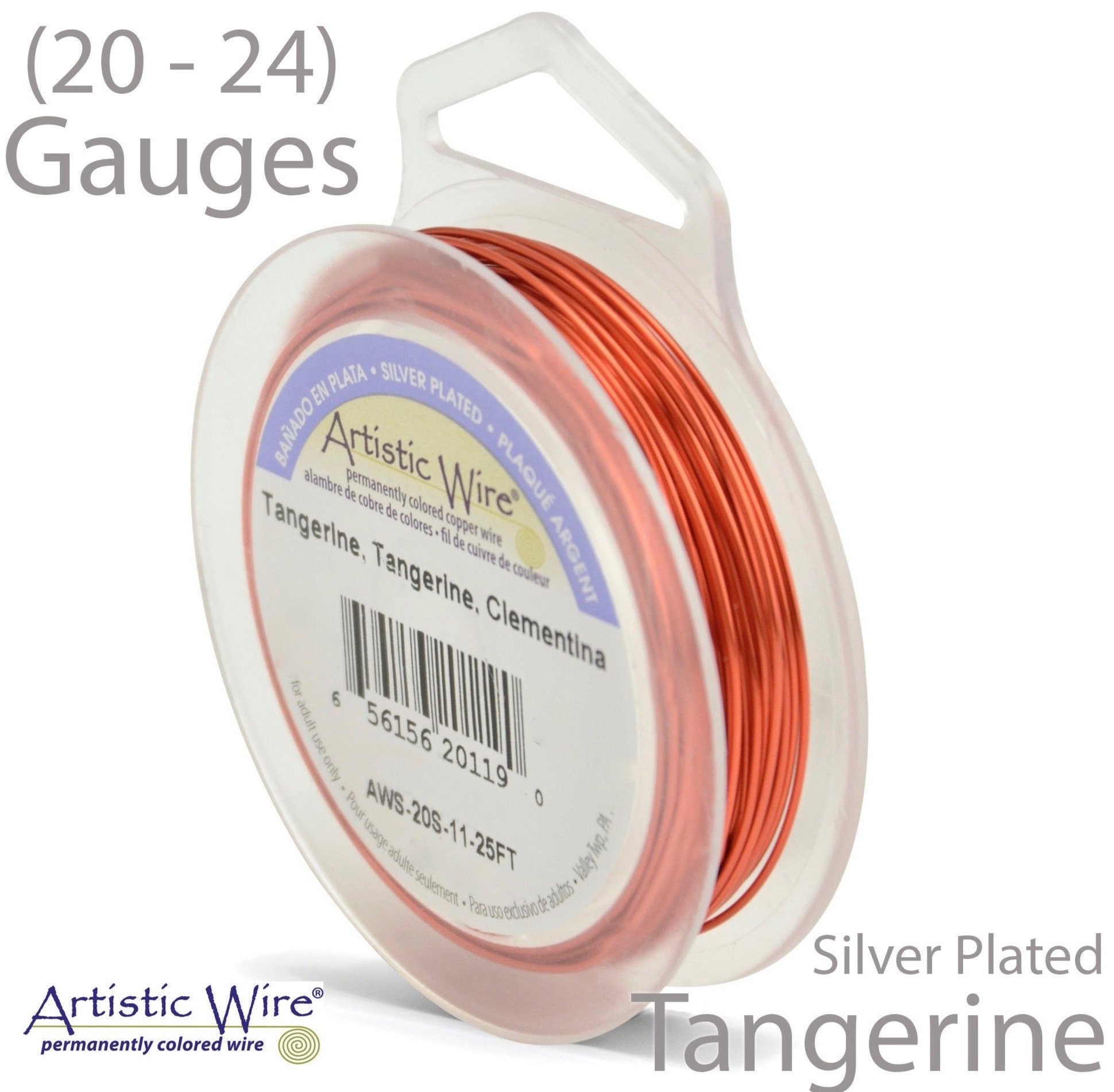 Tangerine Orange Artistic Wire Tarnish Resistant Silver Plated Craft Wire (20, 22, 24 Gauge)