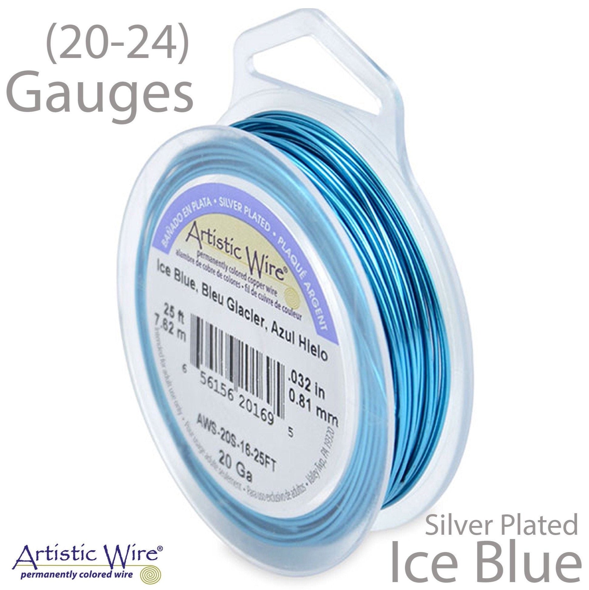 Ice Blue Artistic Wire Tarnish Resistant Silver Plated Blue Craft Wire (20, 22, 24, 26 Gauge)