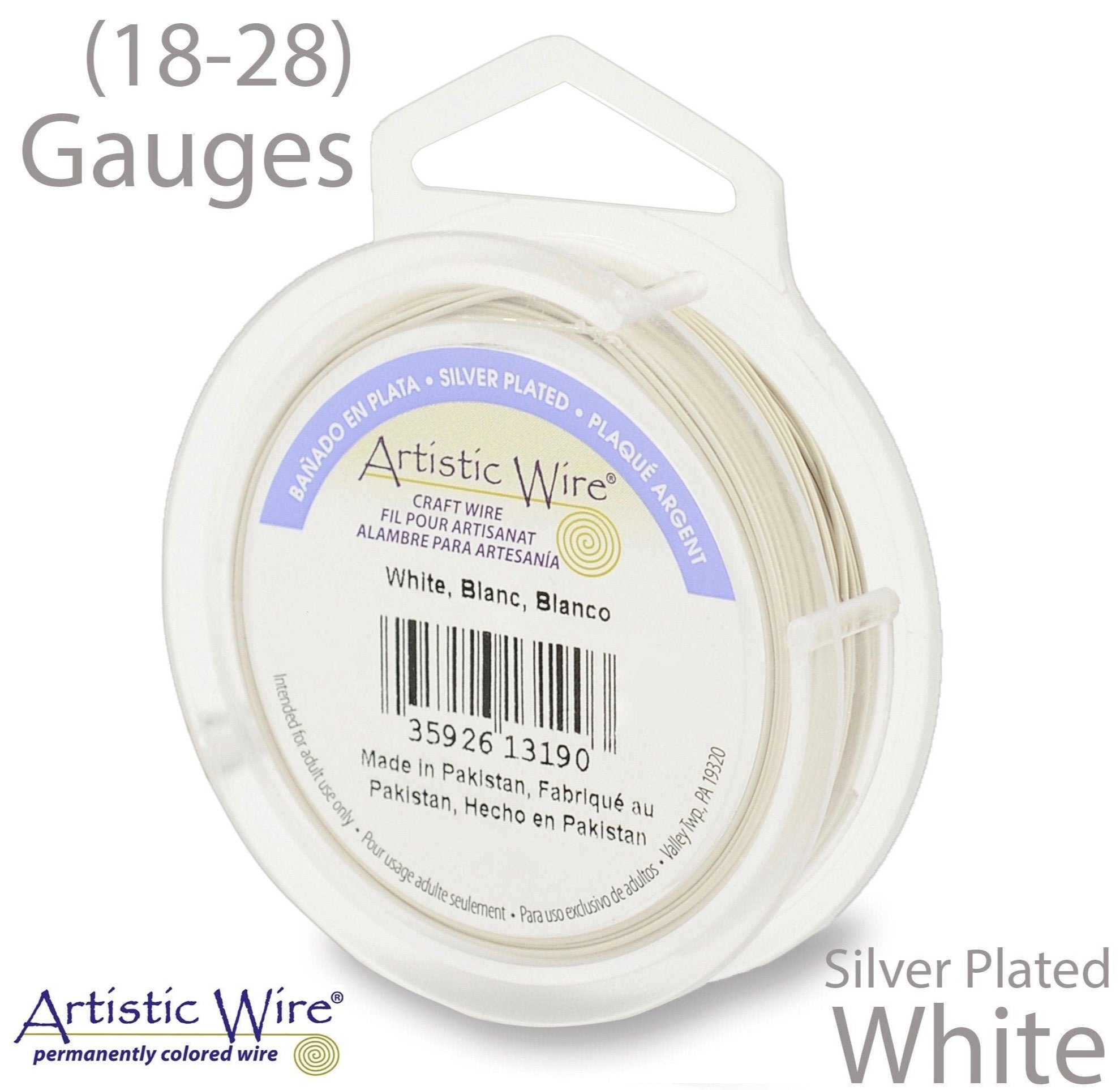 White Artistic Wire (18, 20, 22, 24, 26, 28 Gauges) Silver Plated Tarnish Resistant Wire