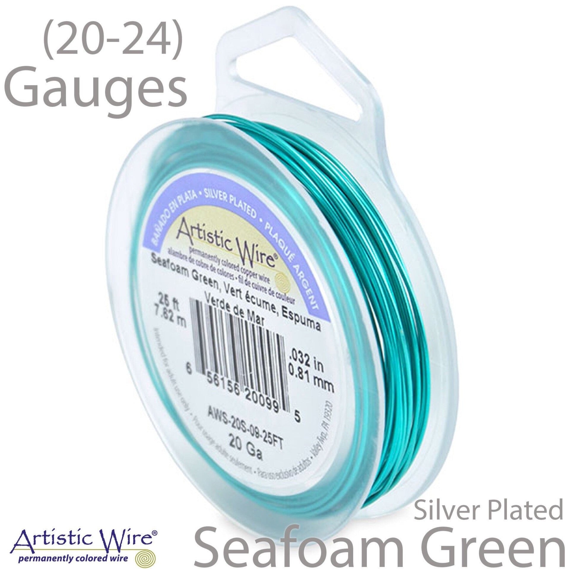 Seafoam Green Artistic Wire Tarnish Resistant Silver Plated Green Craft Wire (20, 22, 24 Gauge)