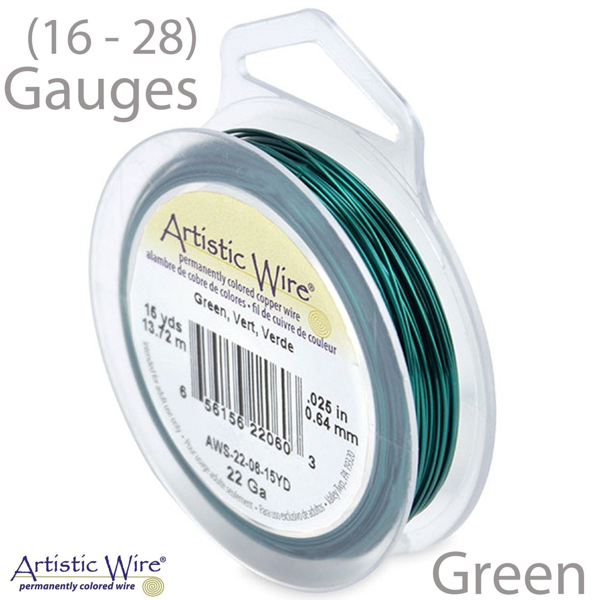 Green Artistic Wire Tarnish Resistant Craft Wire (16, 18, 20, 22, 24, 26, 28 Gauge)