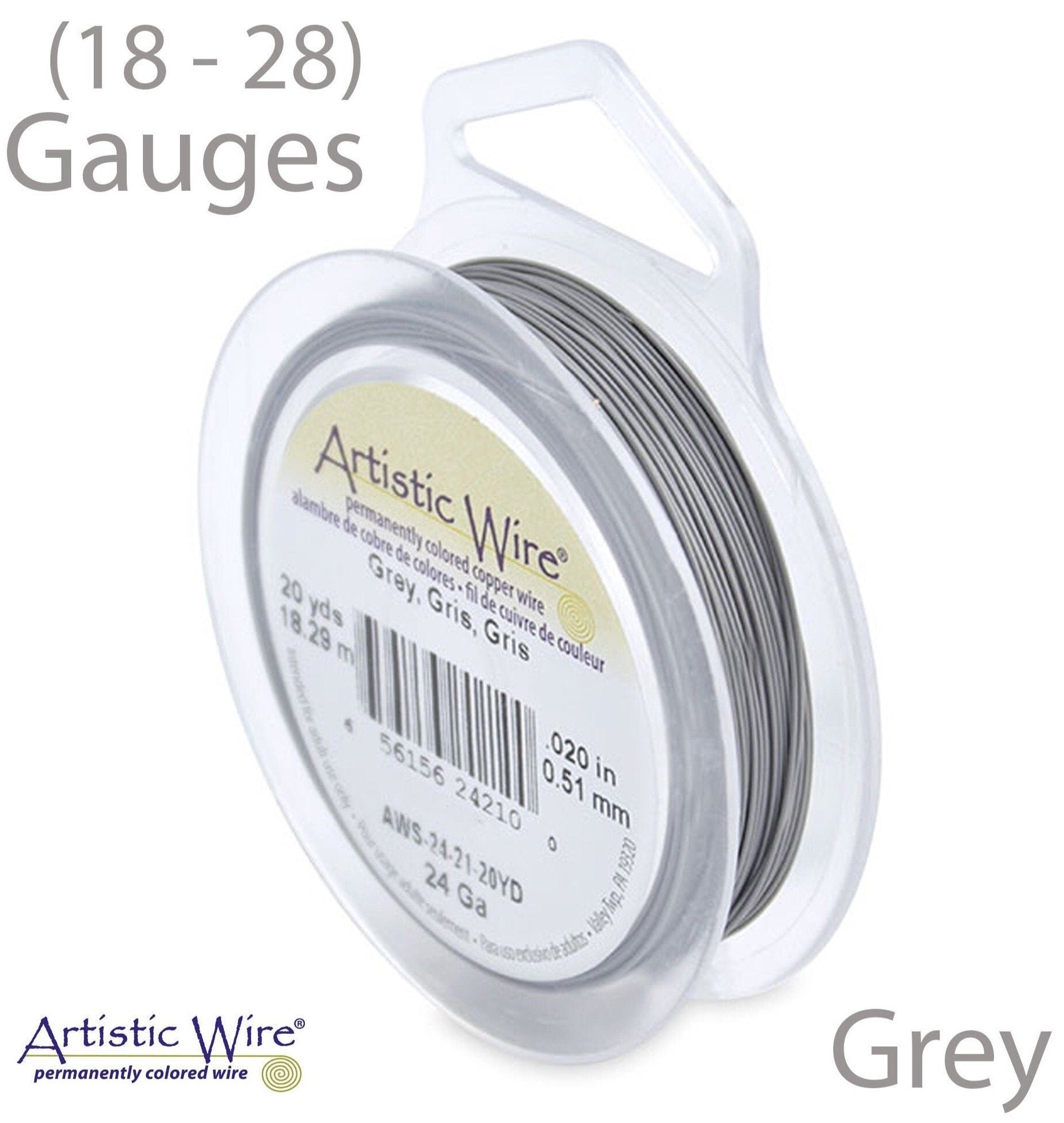 Grey Artistic Wire Tarnish Resistant Gray Craft Wire (18, 20, 22, 24, 26, 28 Gauge)